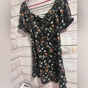 Live To Be Spoiled Floral Lace-Up Black Top